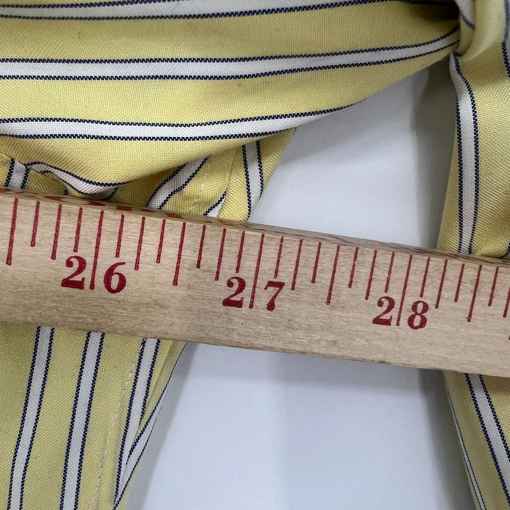 LANDS END Traditional Fit Button Down Dress Shirt Mens 17.5-35 Yellow Pinstripe - Picture 11 of 11